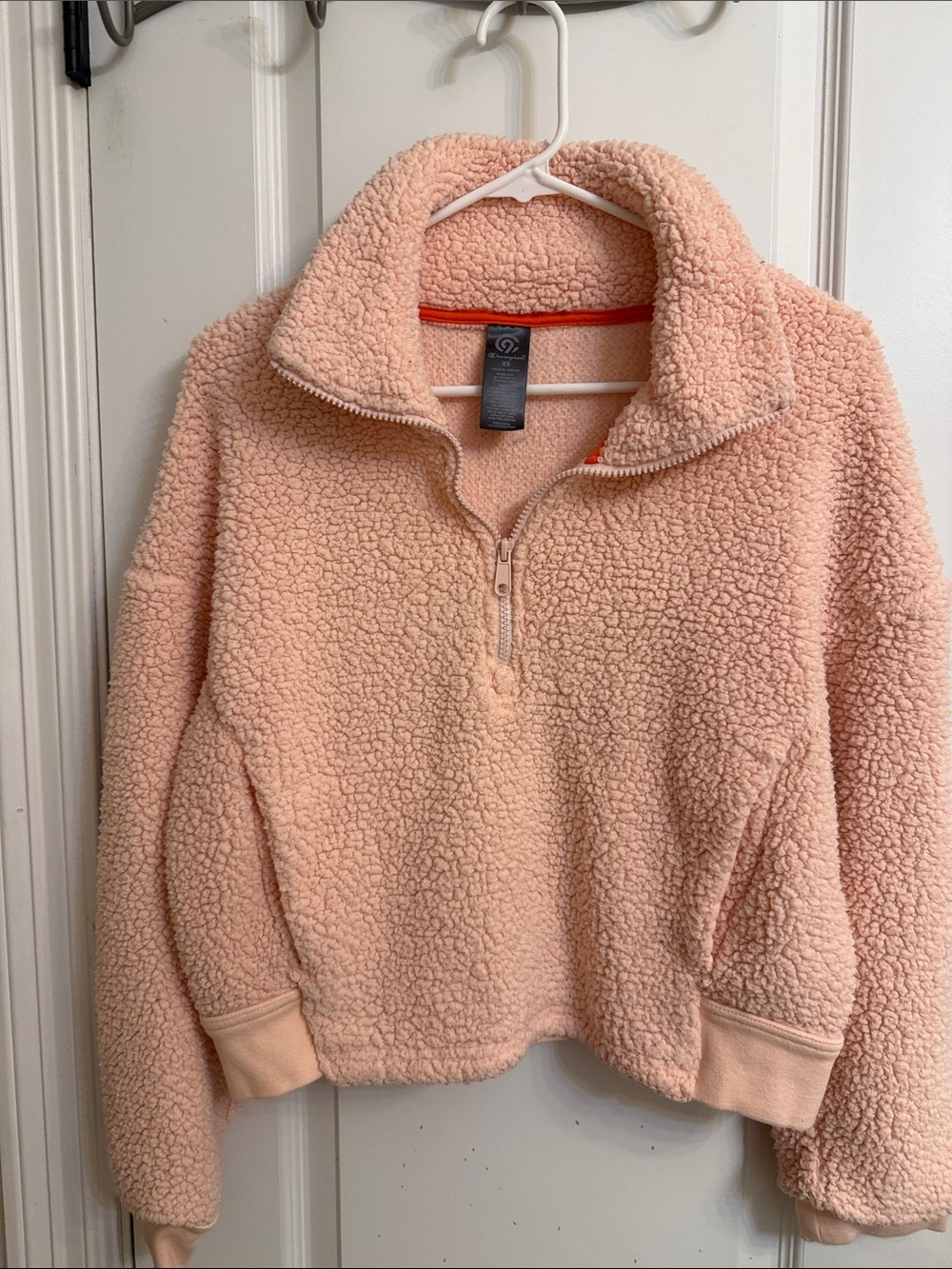 Champion Peach Sherpa Quarter-Zip Teddy Pullover